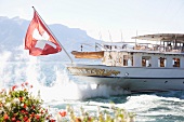 Boat at lake Geneva, Vevey, Riviera-Pays-d'Enhaut, Canton of Vaud, Switzerland