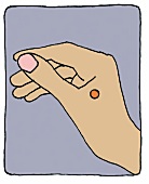 Illustration, Akupressur, Shiatsu, Ruhe-Punkt, Hand, Beruhigung