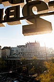 View of Maison Mercier and Flon Bridge Grand-Pont in Lausanne, Romandie, Switzerland