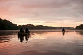 Uckermärkische Seen, Breiter Luzin See, Boote, Kanus, diesig, Kanutour