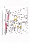 Illustration of utility room