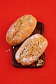 Two carbohydrate bread on wooden tray