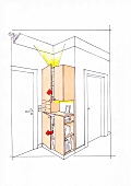 Illustration of fuse box cabinet with hidden panel