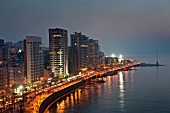 View of Corniche El-Manara skyline at waterfront, Beirut, Lebanon