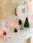 Candles and light bags with Christmas tree - Christmas decorations