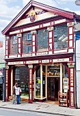 Facade of Richard Booth's Bookshop in Hay-on-Wye, Hereford, Wales, UK