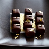Close-up of chocolate cream cubes