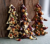 Christmas tree shaped chocolate with nuts