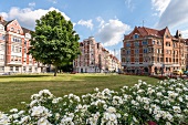 View of houses at Lichtenberg, Hannover, Germany