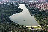 View of Maschpark, Maschsee, Hanover, Aerial View