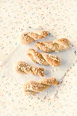Twisted bread on white tissue paper