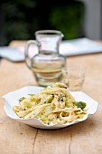 Pasta with pointed cabbage
