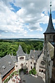 Elevated view of courtyard in Marienburg Castle, Lower Saxony, Germany