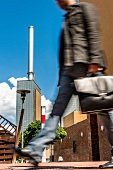 View of Thermal power station Linden in Hannover, Germany, blurred motion