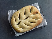 Fougasse bread on baking paper