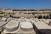 View of Dome of the Rock Cemetery in Temple Mount from Mount of Olives, Jerusalem, Israel