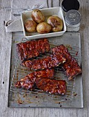 Spare ribs with homemade barbecue sauce