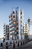 Dancing office towers in New Zollhof, Dusseldorf, Germany