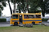 People travelling in bus in the island of Lesser Antilles, Caribbean, Barbados