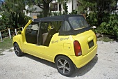 Yellow car in the island of Lesser Antilles, Caribbean, Barbados
