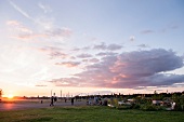 View of Tempelhof field at evening in Berlin, Germany