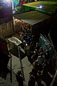 People in queue at a club in Friedrichshain, Berlin, Germany