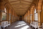 View of Weissensee Jewish cemetery hall in Berlin, Germany