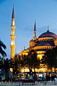Sultan Ahmet Mosque at dusk in Istanbul, Turkey