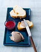 Duck liver mousse on serving tray