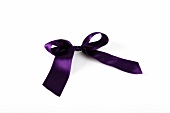 Purple shiny stain bow on white background