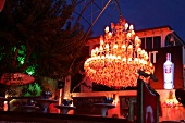 Illuminated chandelier in Nightclub Fink, Aegean, Turkey