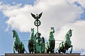 Statue of Quadriga on top of Brandenburg Gate, Berlin, Germany