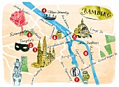 Bamberg, Karte, Stadtplan, City, Illustration