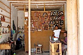 Two women in shoe shop in Zanzibar, Tanzania, East Africa