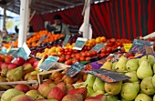 Fruits and vegetables at market stall, Stuttgart Market Hall, Baden-Wurttemberg, Germany
