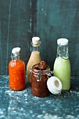 Sauces in preserving jars and bottles