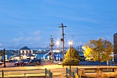 View of vehicles on harbor at evening, Halifax, Nova Scotia, Canada