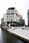 Exterior of building and Onda sea in Aker Brygge, Oslo, Norway