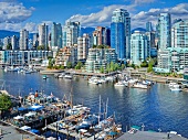 View of False Creek through West End Port in Vancouver, British Columbia, Canada