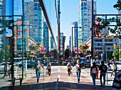 People walking in front of building, Yaletown, Vancouver, British Columbia, Canada