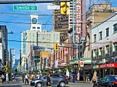 Busy Granville Street in Vancouver, British Columbia, Canada