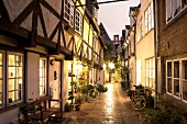 View of alley between bakery aisle in Schleswig Holstein, Germany