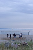 People playing volley ball on beach, Bay of Lubeck, Schleswig Holstein, Germany