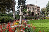 View of Colombi park with Colombi castle in Freiburg, Germany