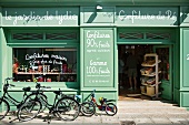 Bicycle in front of confiture de Re shop, Le Bois-Plage-en-Re, Ile de Re, France