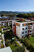 View of Vauban in Freiburg, Germany, aerial view