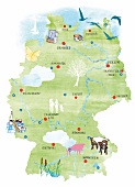 Illustration, Zeichnung, Skizze Karte von Deutschland