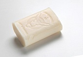  Close up of donkey printed milk soap on white background 
