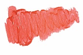  Close up of smeared lipstick on white background 