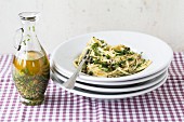 Linguine with spicy herb oil